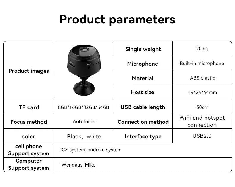 A9 Mini Câmera espiã wi-fi inteligente